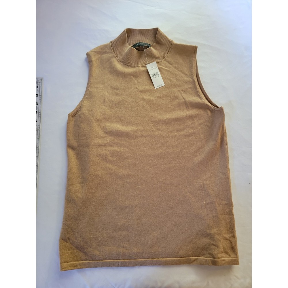 NWT Ann Taylor Camel Sleeveless Mock Neck - Size Large